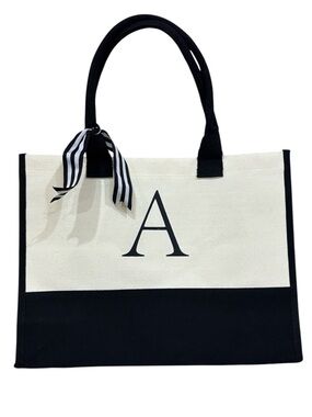 Farmhouse Is My Style Initial A Neutral Canvas Tote Purse Bag